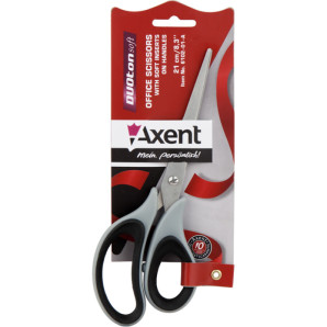 Ножиці Axent Duoton Soft 6102-01-A, 21 см, прогумовані ручки, сіро-чорні (2880)
