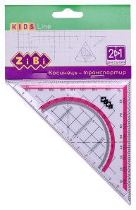Косинець 2 в 1,140мм, 90 ° 45 °, з рожевою смужкою, блістер, KIDS Line ZiBi ZB.5623-10 (5981)