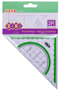 Косинець 2 в 1,140мм, 90 ° 45 °, з салатовой смужкою, блістер, KIDS Line ZiBi ZB.5623-15 (6003)