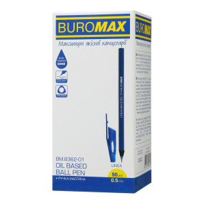 Ручка масляна BUROMAX BM.8362-01, LINEA, 0,5 мм, тригранний корпус, сині чорнила (6482)