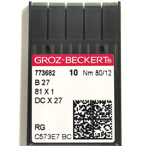 Иглы швейные для промышленных оверлоков Groz-Beckert DCx27, RG, №80 (6772)