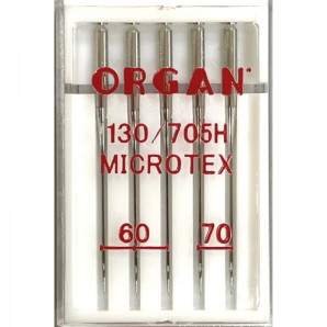 Голки швейні для мікротекстилю ORGAN MICROTEX №60/70 пластиковий бокс 5 штук для побутових швейних машин (6964)