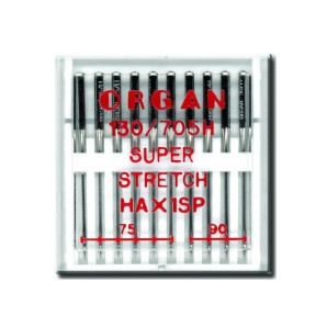 Голки швейні для стрейча, лайкри ORGAN SUPER STRETCH №75/90 пластиковий бокс 10 штук для побутових швейних машин (6968)