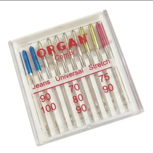 Голки швейні ORGAN COMBI BOX (Universal 5шт, Jeans 2шт, Super Stretch 3шт) бокс 10штук для побутових швейних машин (6969)