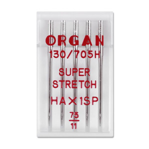 Голки швейні для стрейча, лайкри ORGAN SUPER STRETCH №75 пластиковий бокс 5 штук для побутових швейних машин (6975)
