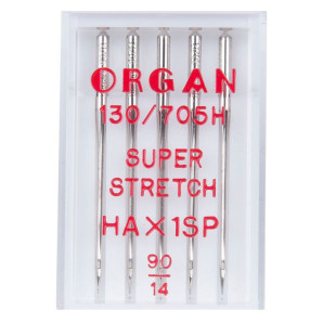 Голки швейні для стрейча, лайкри ORGAN SUPER STRETCH №90 пластиковий бокс 5 штук для побутових швейних машин (6980)
