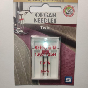 Голки швейні подвійні універсальні ORGAN TWIN №90/4 для побутових швейних машин блістерна упаковка (6987)