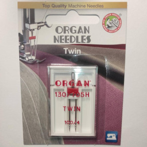 Голки швейні подвійні універсальні ORGAN TWIN №100/4 для побутових швейних машин блістерна упаковка (6999)