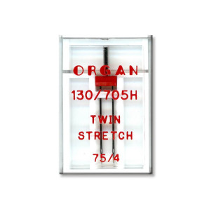 Иглы швейные двойные ORGAN TWIN STRETCH №75/4 пластиковый бокс для бытовых швейных машин (7011)