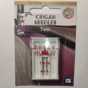 Голки швейні подвійні універсальні ORGAN TWIN №80/4 для побутових швейних машин блістерна упаковка (7015)