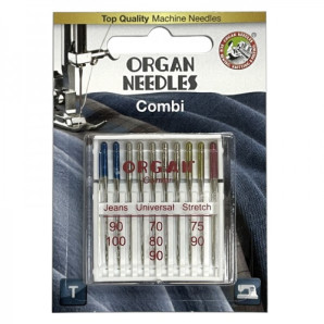 Голки швейні ORGAN COMBI BOX (Universal 5шт, Jeans 2шт, Super Stretch 3шт) для побутових швейних машин блістер (7024)