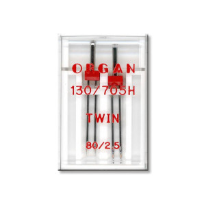 Голки швейні подвійні універсальні ORGAN TWIN №80/2.5 пластиковий бокс для побутових швейних машин (7027)