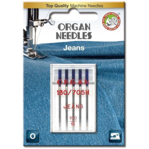 Голки швейні для джинсу ORGAN JEANS №100 для побутових швейних машин блістерна упаковка 5 штук (7030)