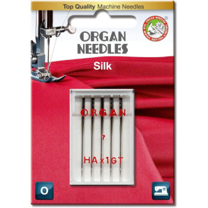 Голки швейні для шовку ORGAN SILK №55 для побутових швейних машин блістерна упаковка 5 штук (7031)