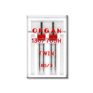 Голки швейні подвійні універсальні ORGAN TWIN №80/3 пластиковий бокс для побутових швейних машин (7032)