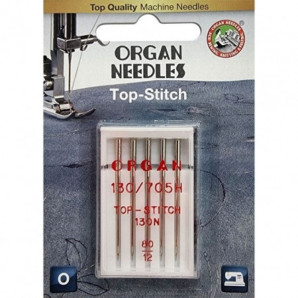 Голки швейні для штопання та вишивання ORGAN TOP-STITCH №80 для побутових швейних машин блістерна упаковка 5 штук (7033)