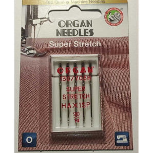 Голки швейні для стрейча, лайкри ORGAN SUPER STRETCH №90 для побутових швейних машин блістерна упаковка 5 штук (7035)