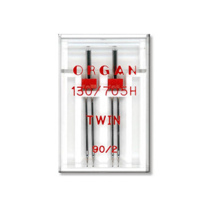 Иглы швейные двойные универсальные ORGAN TWIN №90/2 пластиковый бокс для бытовых швейных машин (7042)