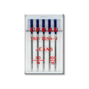 Голки швейні для джинсу ORGAN JEANS №90/100 пластиковий бокс 5 штук для побутових швейних машин (7043)