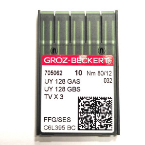 Иглы GROZ-BECKERT UY 128 GAS для промышленных распошивальных машин 80/12 FFG/SES (7143)