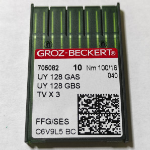 Голки GROZ-BECKERT UY 128 GAS для промислових розпошивальних машин 100/16 FFG/SES (7153)