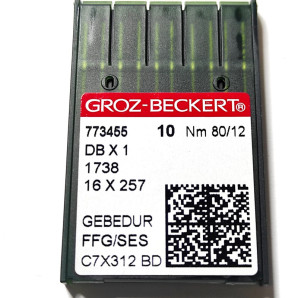 Голки для промислових швейних машин Groz-Beckert DBx1 FFG/SES Gebedur № 80/12 (7154)