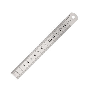 Сталева лінійка AXENT/ BUROMAX 15см 7715-A, 2-стороння шкала: см/дюйми (7362)