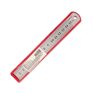 Сталева лінійка AXENT/ BUROMAX 15см 7715-A, 2-стороння шкала: см/дюйми (7362)
