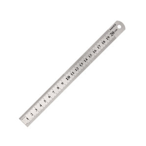 Сталева лінійка AXENT/ BUROMAX 20см 7720-A, 2-стороння шкала: см/дюйми (7363)
