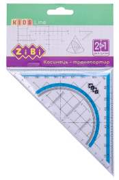 Косинець 2 в 1,140мм, 90 ° 45 °, з блакитною смужкою, блістер, KIDS Line ZiBi ZB.5623-14 (6002)