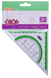 Косинець 2 в 1,140мм, 90 ° 45 °, з салатовой смужкою, блістер, KIDS Line ZiBi ZB.5623-15 (6003)
