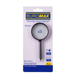 Лупа, 5-кратна, діаметр 50 мм, пластик, чорна BM.4301 BUROMAX (6295)