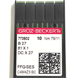Иглы швейные для промышленных оверлоков Groz-Beckert DCx27, FFG/SES №75 (6770)