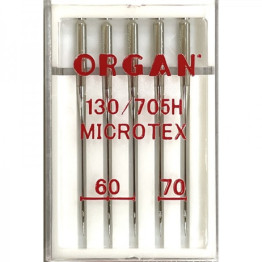 Иглы швейные для микротекстиля ORGAN MICROTEX №60/70 пластиковый бокс 5 штук для бытовых швейных машин (6964)