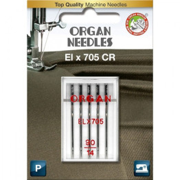 Голки швейні хромовані ORGAN EL×705 CR №90 для оверлоку, розпошивалки блістерна упаковка 5 штук (6965)