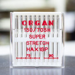 Голки швейні для стрейча, лайкри ORGAN SUPER STRETCH №75/90 пластиковий бокс 10 штук для побутових швейних машин (6968)