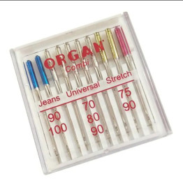 Голки швейні ORGAN COMBI BOX (Universal 5шт, Jeans 2шт, Super Stretch 3шт) бокс 10штук для побутових швейних машин (6969)