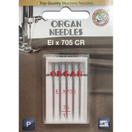Голки швейні хромовані ORGAN EL×705 CR №75 для оверлоку, розпошивалки блістерна упаковка 5 штук (6971)