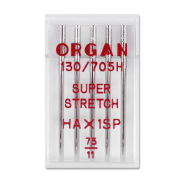 Голки швейні для стрейча, лайкри ORGAN SUPER STRETCH №75 пластиковий бокс 5 штук для побутових швейних машин (6975)