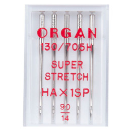 Голки швейні для стрейча, лайкри ORGAN SUPER STRETCH №90 пластиковий бокс 5 штук для побутових швейних машин (6980)