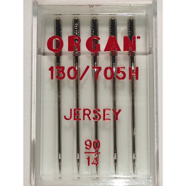 Голки швейні для вязаних та трикотажних тканин ORGAN Jersey №90 пластиковий бокс 5 штук для побутових швейних машин (6997)