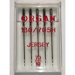 Голки швейні для вязаних та трикотажних тканин ORGAN Jersey №70 пластиковий бокс 5 штук для побутових швейних машин (7000)