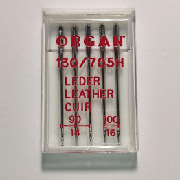 Голки швейні для шкіри та замші ORGAN Leather №90/100 пластиковий бокс 5 штук для побутових швейних машин (7001)
