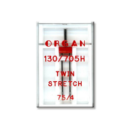 Иглы швейные двойные ORGAN TWIN STRETCH №75/4 пластиковый бокс для бытовых швейных машин (7011)