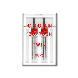 Голки швейні подвійні універсальні ORGAN TWIN №80/2 пластиковий бокс для побутових швейних машин (7029)