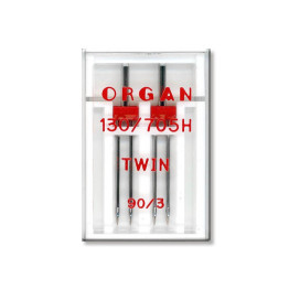 Голки швейні подвійні універсальні ORGAN TWIN №90/3 пластиковий бокс для побутових швейних машин (7037)