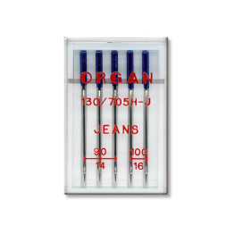 Иглы швейные для джинса ORGAN JEANS №90/100 пластиковый бокс 5 штук для бытовых швейных машин (7043)