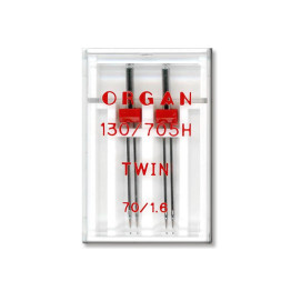 Голки швейні подвійні універсальні ORGAN TWIN №70/1,6 пластиковий бокс для побутових швейних машин (7044)