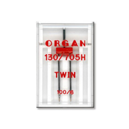 Иглы швейные двойные универсальные ORGAN TWIN №100/6 пластиковый бокс для бытовых швейных машин (7045)