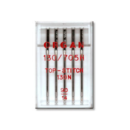Голки швейні для штопання та вишивання ORGAN TOP-STITCH №90 пластиковий бокс 5 штук для побутових швейних машин (7048)